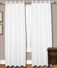 White Color Faux Silk Curtains, 130 cm Wide, Chose Top, Length Lining