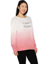 Peace Love World Pink Ombre I Am Hope Sweatshirt Fleece Knit Top New Cancer