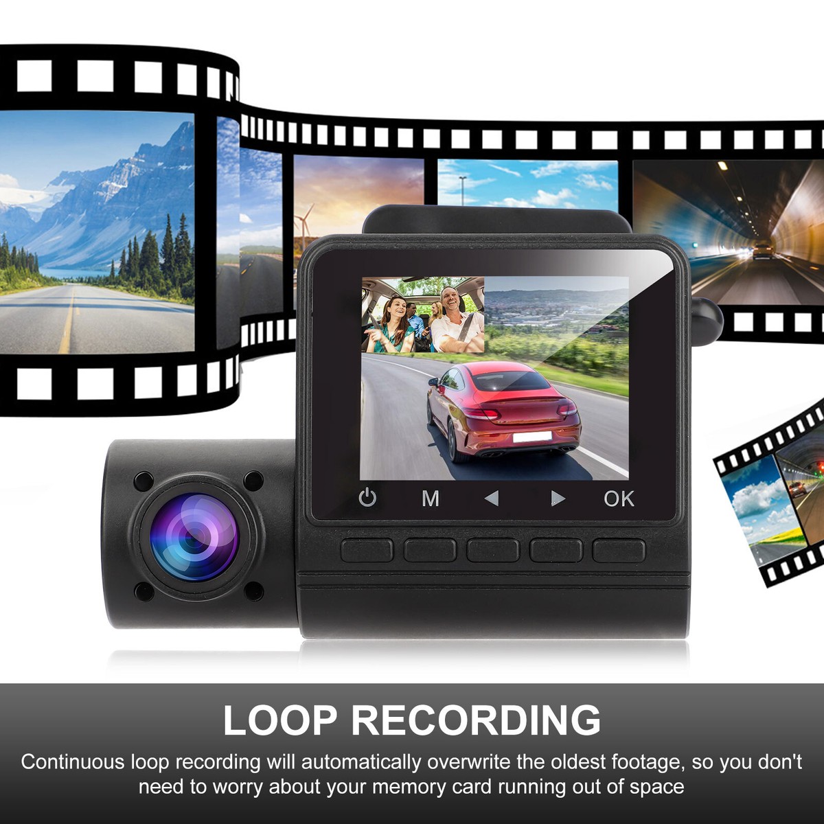 HD 1080P Dual Lens Car DVR Video Recorder Dash Cam Front/Inside