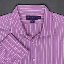 Ralph Lauren Purple Label Dress Shirt Mens 17 Lavender Stripe French Cuff Italy