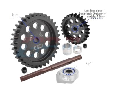 GPM Racing Carbon Stahl Hauptzahnrad 35 Zähne und Motorritzel 25 Zähne fü ...