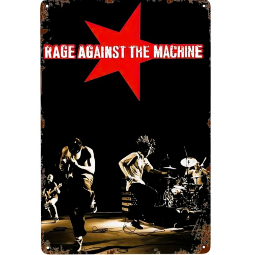 Vintage Rage Against The Machine Metal Sign Wall Decor 12" x 8" 90s Alt Rock