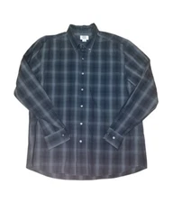 Cutter & Buck Mens Plaid Button Down Shirt Long Sleeve Black & Gray XL EUC