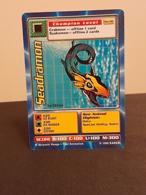 Digimon 1st Edition Cards from Series 1 Booster Set in 1999 - Choose Your  Card!!