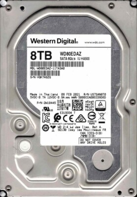 WD80EDAZ-11TA3A0 P/N: 2W10445 FEB 2021 Western Digital 8TB | eBay