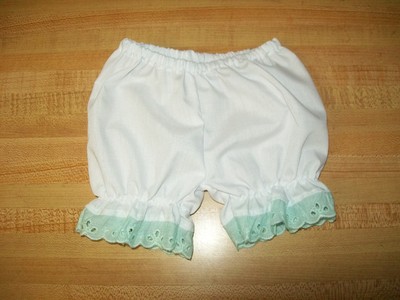 WHITE PANTY PANTIES BLOOMERS W/LT GREEN EYELET for 16-17'' CPK Cabbage Patch Kids