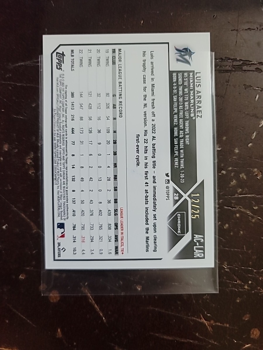 2023 Topps Chrome Update Series LUIS ARRAEZ Auto Autograph 2023 Topps Chrome Update Series LUIS ARRAEZ Auto Autograph