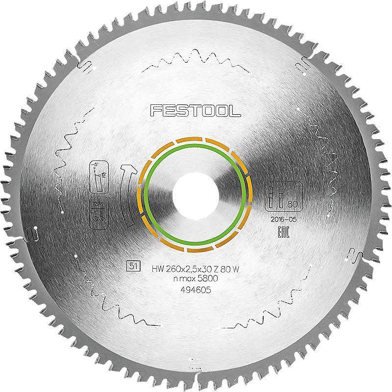 Festool 260mm 80 Tooth Wood Mitre Saw Blade KS 120 30mm Bore 494605