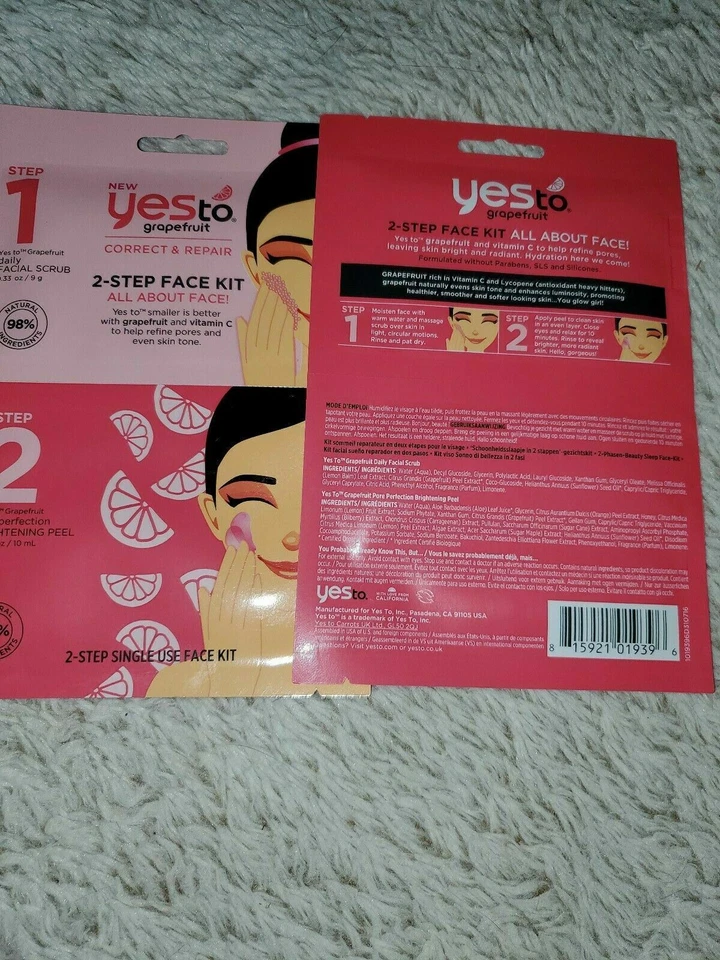 Yes To Grapefruit Correct & Repair Kit Facial de 2 Pasos (Exfoliar y Pelar) Lote de 2 Foto 3 de 3