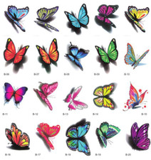 20Pcs Butterfly Women Girl Temporary Tattoos Fake Body Hand Face Arm Stickers B