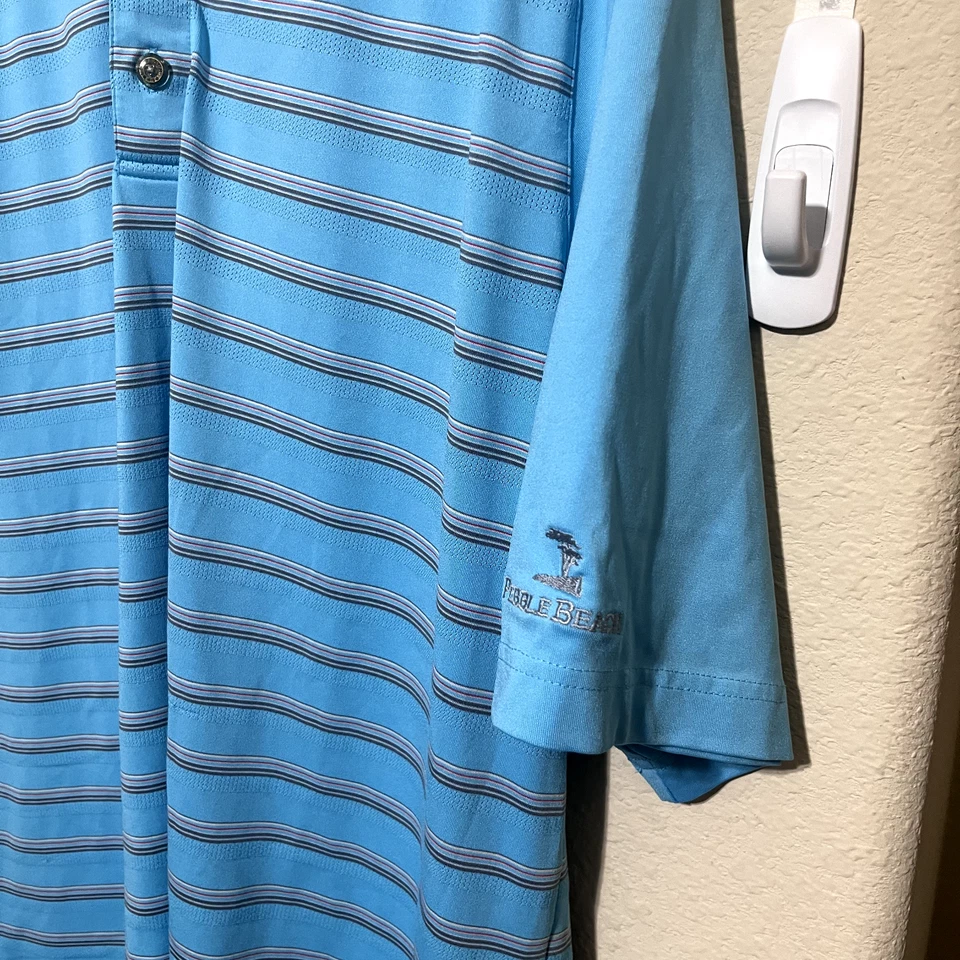Polo de golf Pebble Beach azul turquesa para hombre L rendimiento elástico Foto 3 de 4