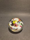 Vintage Clear Glass Paperweight With Multicolor Flowers , Made In Taiwan — photo 3