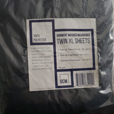 OCM Garment Washed Microfiber Twin XL Sheets Black 100 Polyester