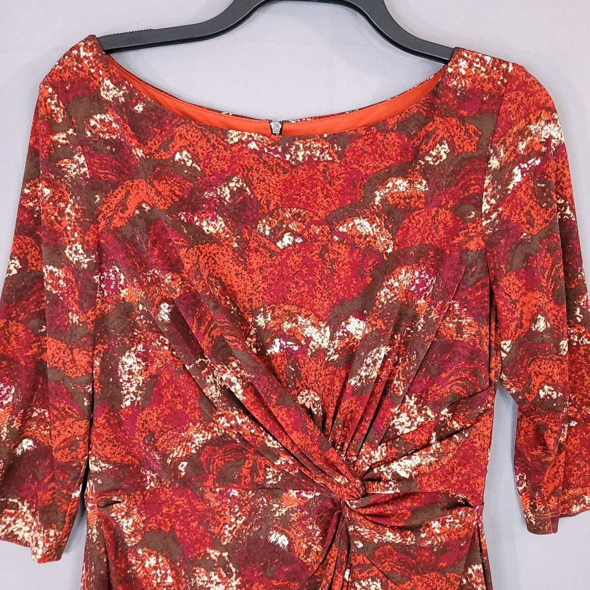 cato red dresses Cato Red Floral Faux Wrap Short Sleeve High Low Midi Dress Size XS