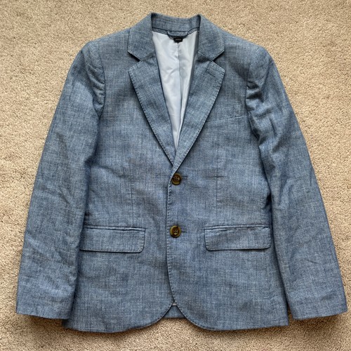 J. Crew Crewcuts Ludlow Blazer Boys 8 Chambray Blue Cotton Wedding Event Formal