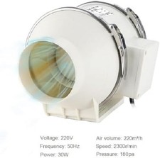 Inline Bathroom Extractor Fan 100mm /4 Inch, In Line Duct Fan Mixed Flow 220m³/h
