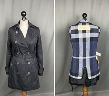 Burberry  Liner Nova Check Women's Blue Double Breasted Trench Coat Size M