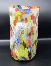 Prachtvolle SIGNIERTE Murano Kunst Glas Millefiori Freeform Edel Studio Vase RAR!