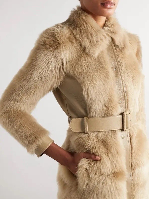 38IT- Tom Ford Brown Belted shearling and leather coat - BNWT / 10K image 9
