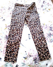 H&M leopard print trousers size 10 cropped skinny leg capri pants EUR 38