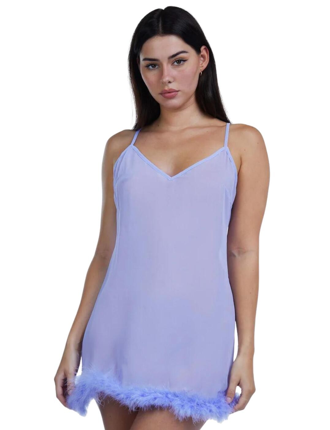 XS - 8 Bettie Page Babydoll Nightdress Feather Trim Sexy Nightwear BP084T XS 8