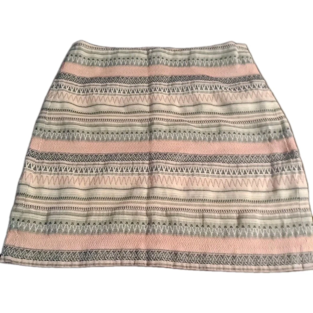 Loft Striped Tribal Aztec Pink Striped A-Line Skirt Size 6 Grosgrain