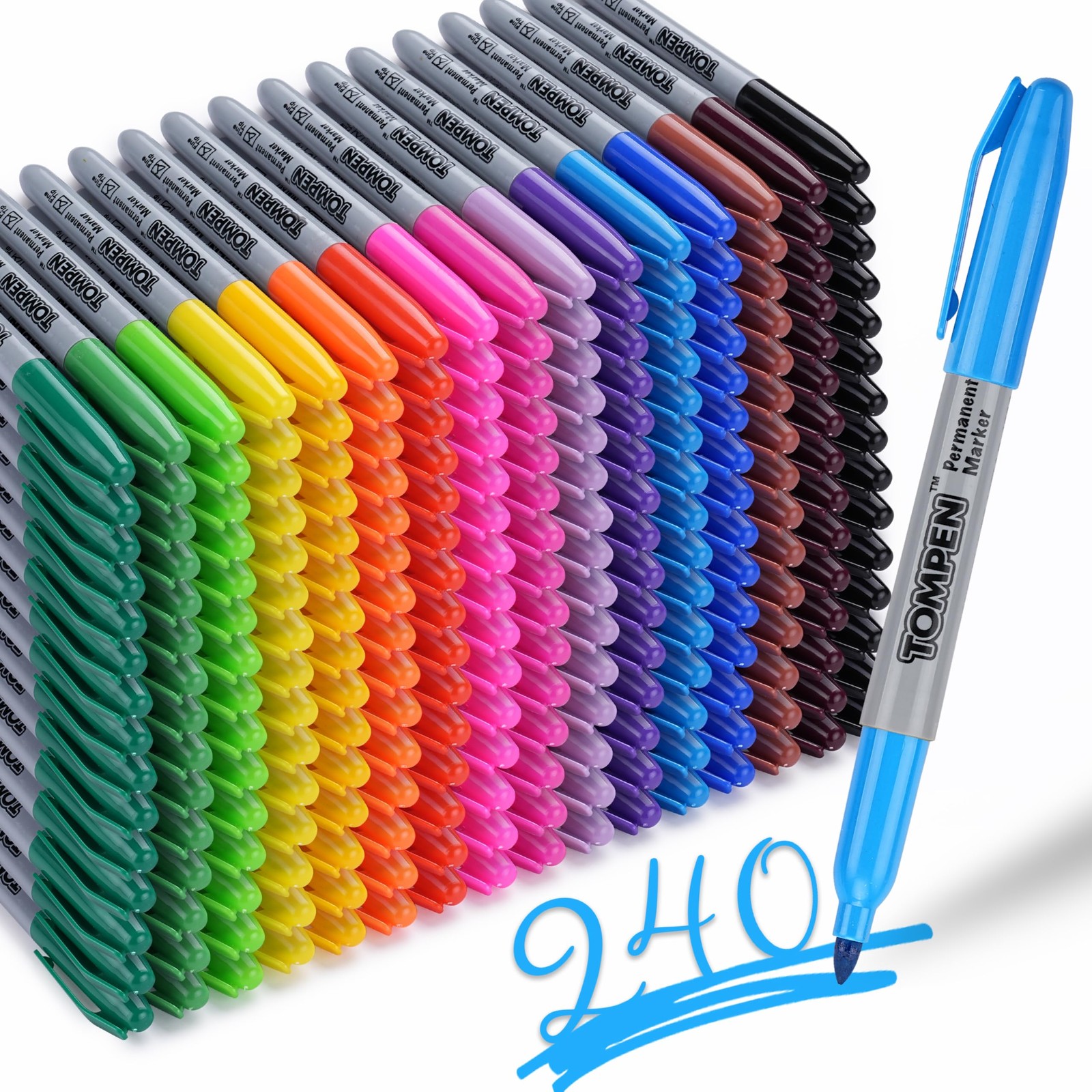 Fine Tip 240 Pack Bulk,16 Assorted Colors,waterproof Perman.