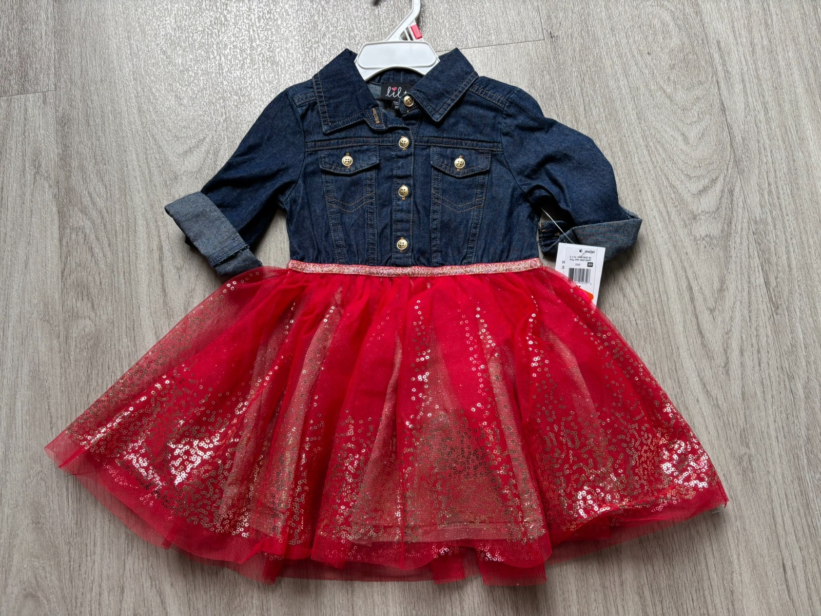 NEW Toddler Girl Denim Christmas Dress Size 3T