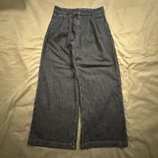 American Eagle Baggy Wide Leg Pants Pleated Trousers Womens 4 Stretch Blue