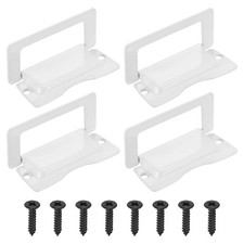 Recessed Pull Door Handle, 4 Pcs Invisible Flush Pull Handle with Screw, White