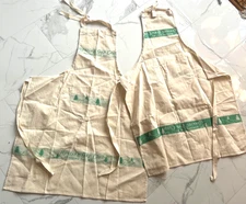 Vintage PAIR APRONS ROARING GAP NORTH CAROLINA CHRISTMAS feed sack PINE TREES