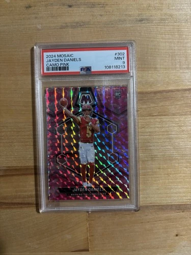 2024 Panini Mosaic Jayden Daniels #302 Camo Pink Mosaic Prizm PSA 9 RC