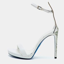 Loriblu Size 38.5 White Leather Leaf Crystal ...