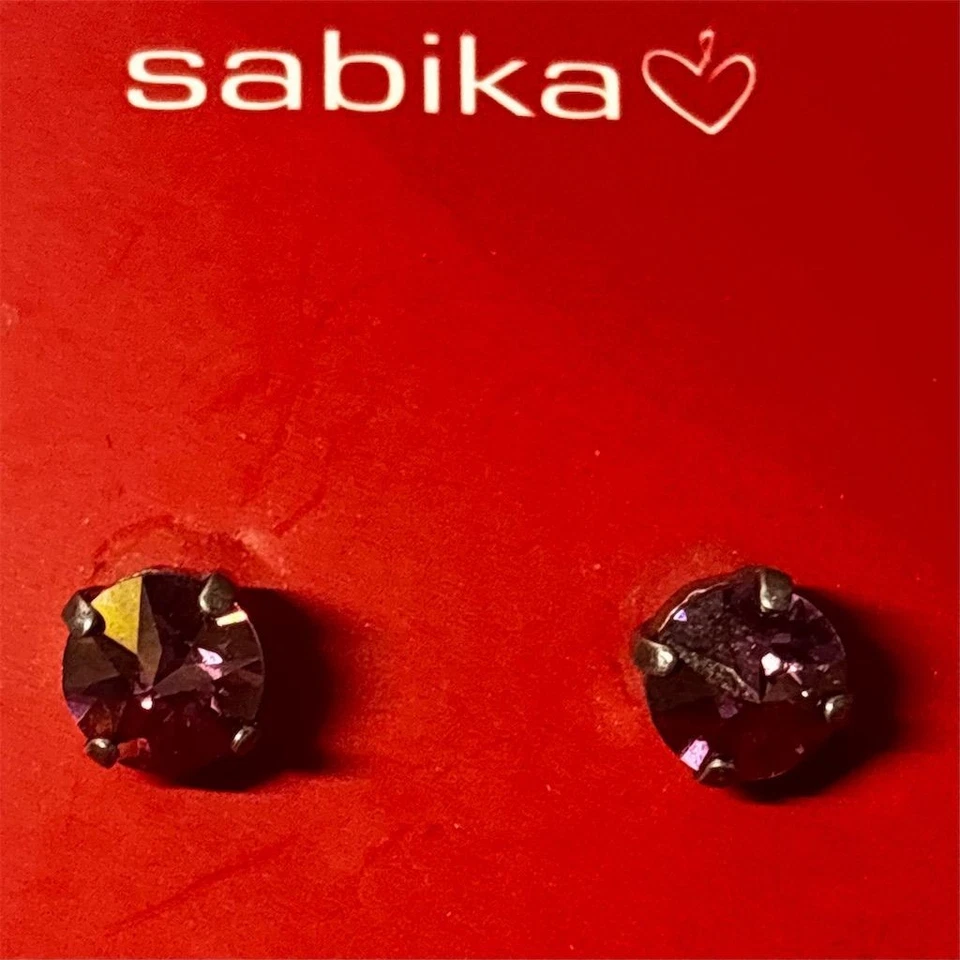 Sabika Stud Earrings Womens Pink Crystal Silver Tone Post Back - Image 3 of 4