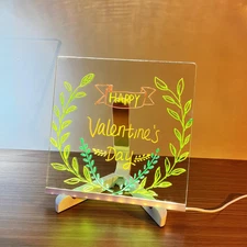 LED Glow Drawing Board – Transparent Acrylic Message Note Board with USB Light, 