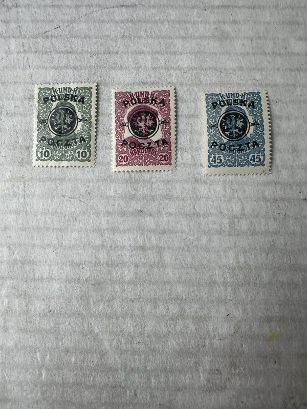 Poland #27-29 MH, 1918 Lublin Issue, Scott Catalog Value $ 34.75
