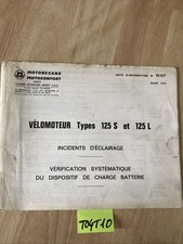 note technique 1972 Motobécane Motoconfort 125 S L éclairage charge batterie