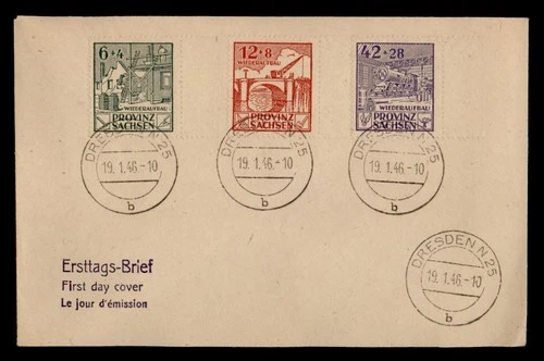 DR WHO 1946 GERMANY SAXONY SEMI POST FDC COMBO R48182