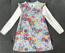 Tea Collection Girls 4 Nara Wrap Long Sleeve Blue Floral Dress