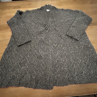 J Jill Sweater Womens Medium Alpaca Blend Open Front Cardigan Knit Hook Loop
