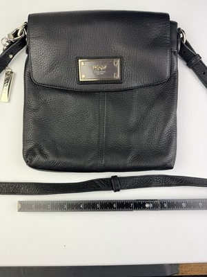 DKNY Donna Karan Purse Womens Black Pebbled Leather Crossbody Shoulder Bag