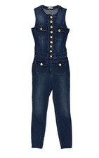 Tuta Flavio Castellani blu denim elasticizzato designer donna 42 Italia