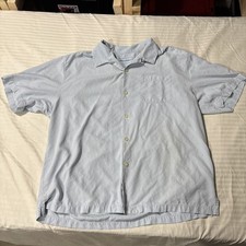 Tommy Bahama Men's XL Light Blue 100 Silk Short Sleeve Button Up Shirt Top