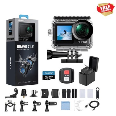 Brave 7 LE 4K30fps Action Camera with 64GB MicroSDXC U3 Memory Card Accessori...