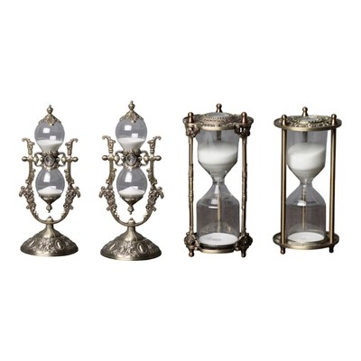 Vintage Hourglass Timer 15/30 Minutes Metal and Glass Sand Clock for Home Decors