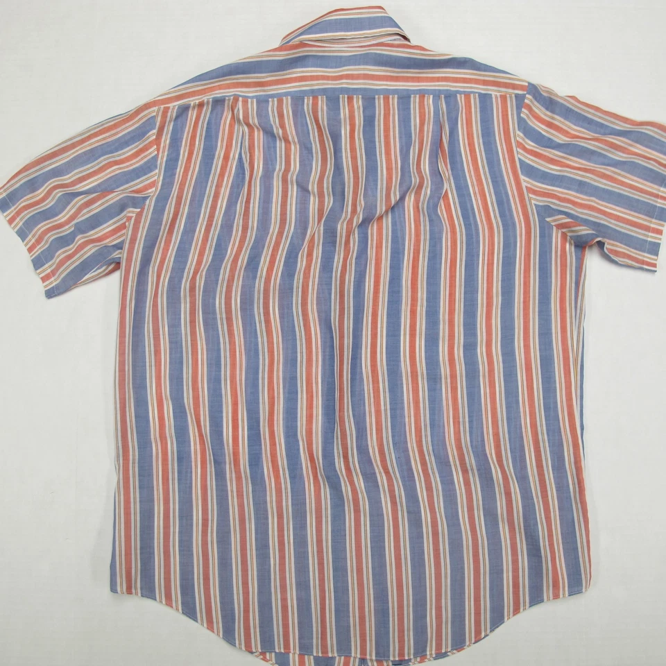 Vintage 70s Shirt Mens Large Penn-Prest Striped Button Down Sheer Paper Thin - Image 2 of 4