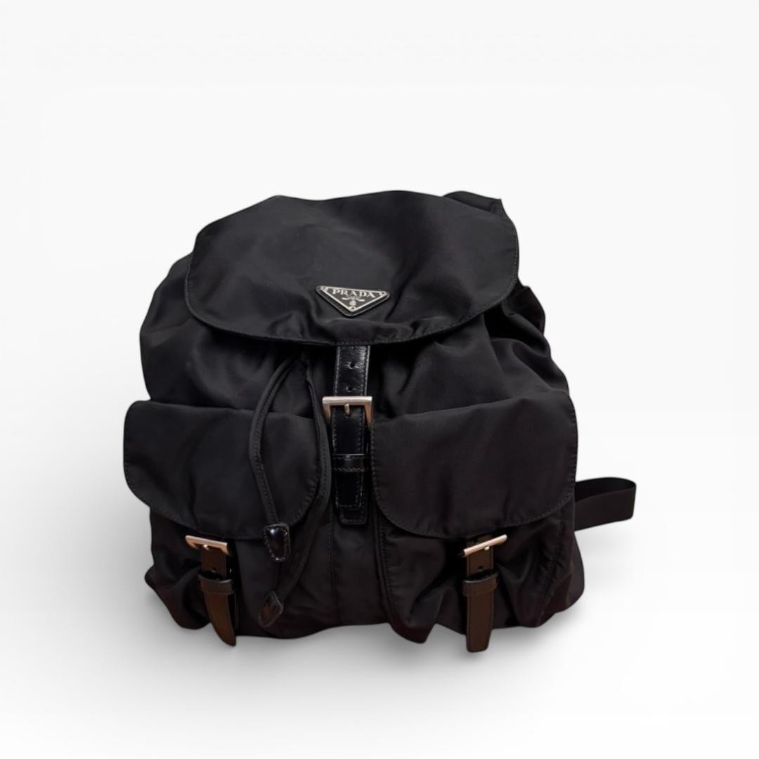 PRADA VELA Nylon Backpack Black Triangular Logo U… - image 1