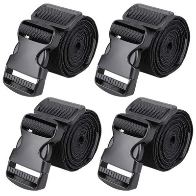Utility Straps 4 Pack Adjustable Buckle Tie Down Straps Black Set