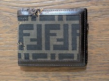 Vintage Fendi Zucca Jacquard Doppiato Monogram Bifold Wallet Brown
