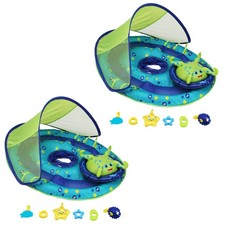 SwimWays Baby Spring Float Activity Center Pool Raft with Sun Canopy 2 Pack 